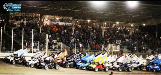 Jordan Adams leading the field in the 4 wide salute, Home of Economy
